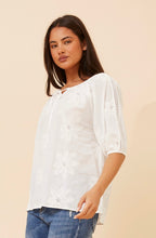 Load image into Gallery viewer, ELLARA WHITE COTTON EMBROIDERED TOP