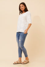 Load image into Gallery viewer, ELLARA WHITE COTTON EMBROIDERED TOP