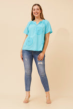 Load image into Gallery viewer, BINDI ITALIAN COTTON TOP - AQUA