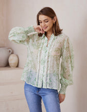 Load image into Gallery viewer, EVIE BLOUSE - GREEN FLORAL - IRIS MAXI