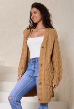 Load image into Gallery viewer, LENORA TAN CABLE KNIT CARDIGAN - IRIS MAXI