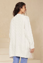Load image into Gallery viewer, LENORA WHITE CABLE KNIT CARDIGAN - IRIS MAXI