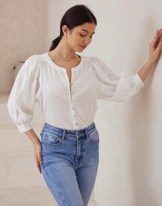SOFIA WHITE COTTON BLOUSE