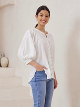 Load image into Gallery viewer, SOFIA WHITE COTTON BLOUSE