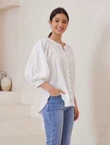 SOFIA WHITE COTTON BLOUSE