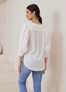 SOFIA WHITE COTTON BLOUSE