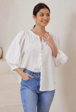 Load image into Gallery viewer, SOFIA WHITE COTTON BLOUSE