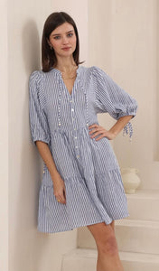 CARLY DRESS - BLUE STRIPE