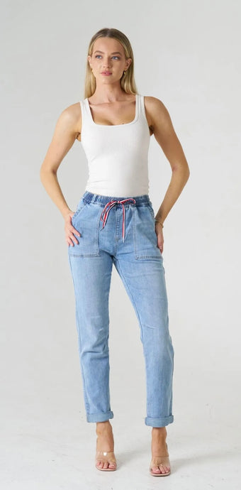 CHARLIE DENIM JOGGER JEANS - LIGHT BLUE