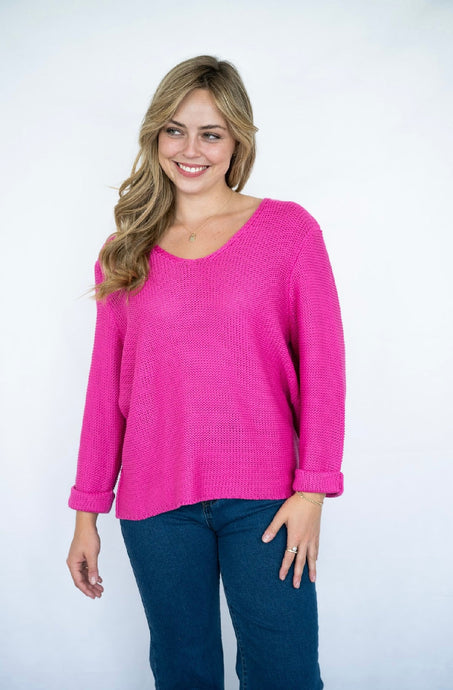 MAYA KNIT JUMPER - HOT PINK - SILVER WISHES
