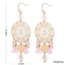 Load image into Gallery viewer, PINK &amp; GOLD BEAD BOHO EARRINGS