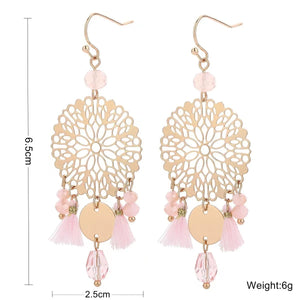 PINK & GOLD BEAD BOHO EARRINGS