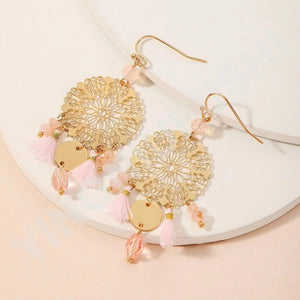 PINK & GOLD BEAD BOHO EARRINGS