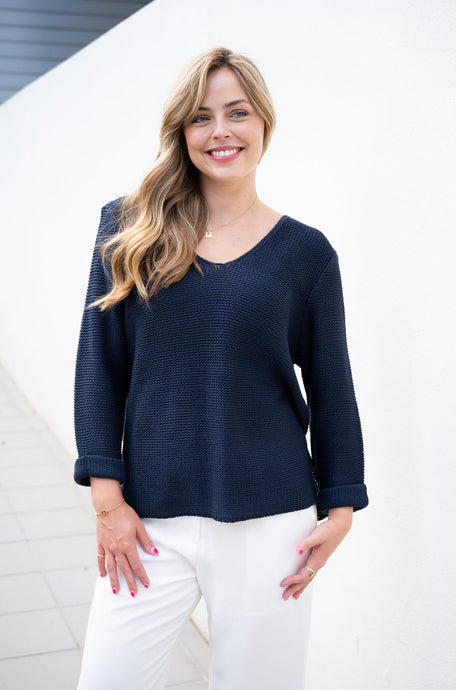 MAYA KNIT JUMPER - NAVY - SILVER WISHES