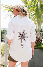 Load image into Gallery viewer, PALM PARADISE COTTON EMBROIDERED SHIRT - BROWN PALM