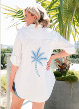 Load image into Gallery viewer, PALM PARADISE COTTON EMBROIDERED SHIRT - BLUE PALM