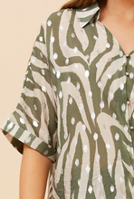 Load image into Gallery viewer, CHELLE BLOUSE - GREEN WITH SILVER FLECKS
