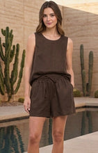 Load image into Gallery viewer, CALLIE LINEN SHORTS &amp; TOP SET - BROWN