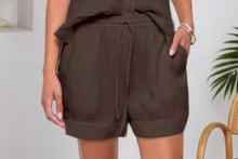 Load image into Gallery viewer, CALLIE LINEN SHORTS &amp; TOP SET - BROWN