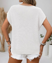 Load image into Gallery viewer, SOFIA KNIT TOP - WHITE / TAN TRIM