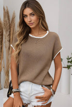 Load image into Gallery viewer, SOFIA KNIT TOP - TAN / WHITE TRIM