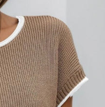 Load image into Gallery viewer, SOFIA KNIT TOP - TAN / WHITE TRIM