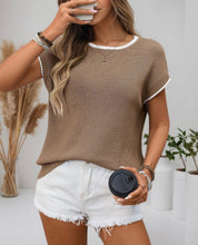 Load image into Gallery viewer, SOFIA KNIT TOP - TAN / WHITE TRIM