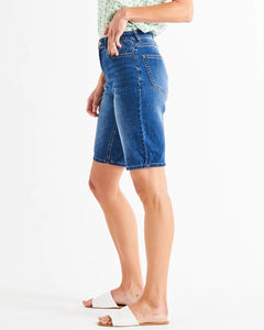 BONNIE BERMUDA DENIM SHORTS - INDIGO MIX