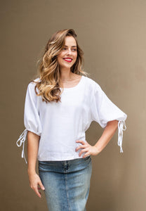 VALIA LINEN TOP - WHITE