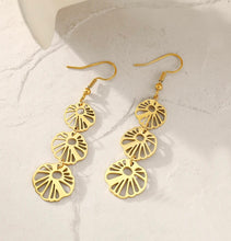 Load image into Gallery viewer, GOLD FLOWER PENDANT DANGLE EARRINGS