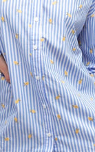 Load image into Gallery viewer, AVI BLUE STRIPE SHIRT WITH EMBROIDERED LEMONS