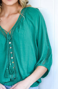 SUNSHINE COAST TOP - EMERALD GREEN