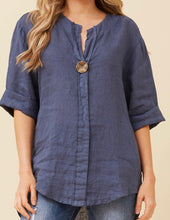 Load image into Gallery viewer, PALERMO ITALIAN LINEN TOP - LIGHT NAVY