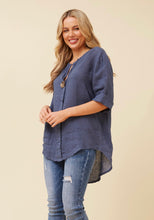 Load image into Gallery viewer, PALERMO ITALIAN LINEN TOP - LIGHT NAVY