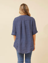 Load image into Gallery viewer, PALERMO ITALIAN LINEN TOP - LIGHT NAVY
