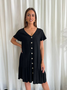 KYLIE LINEN DRESS - BLACK