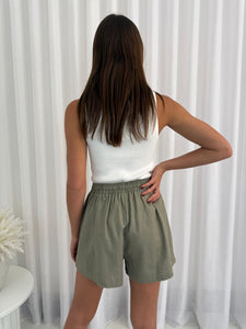 MACI LINEN SHORTS - KHAKI