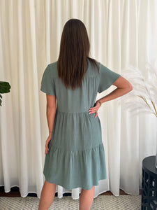 DALIA LINEN DRESS - KHAKI