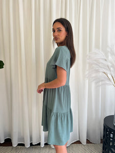 DALIA LINEN DRESS - KHAKI