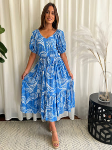 BLOSSOM MIDI DRESS - BLUE