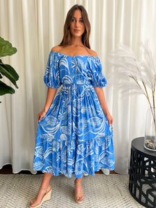 BLOSSOM MIDI DRESS - BLUE