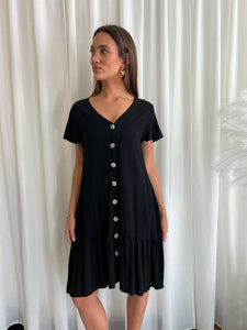 KYLIE LINEN DRESS - BLACK