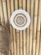 Load image into Gallery viewer, Lynx beaded &amp; shell Beige &amp; White wall hanging