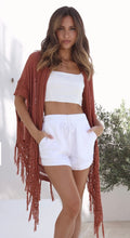 Load image into Gallery viewer, PINK DIAMOND RUST FRINGE BOHO CAPE