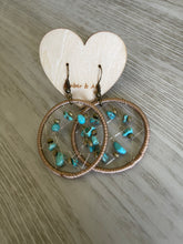 Load image into Gallery viewer, DREAMCATCHER EARRINGS WITH AQUA STONES