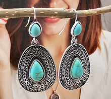 Load image into Gallery viewer, BOHO STONE VINTAGE EARRINGS - TURQUOISE