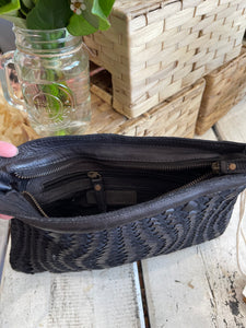 IVY WOVEN LEATHER CLUTCH BLACK BY RUGGED HIDE