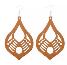 Load image into Gallery viewer, WOODEN BOHO CARVED EARRINGS