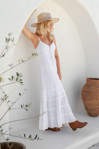 EVELYN BRODERIE MAXI DRESS - WHITE