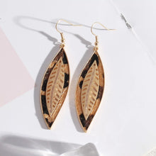 Load image into Gallery viewer, GOLD &amp; ANIMAL PRINT LEAF EARRINGS